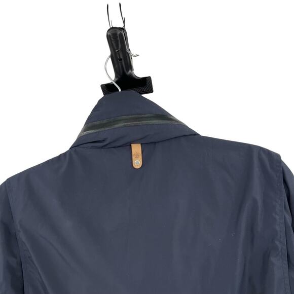 Mackage‎ Wyatt Safari Rain Jacket Button Zipper Leather Trim Blue Size 44 US XL - Picture 9 of 15